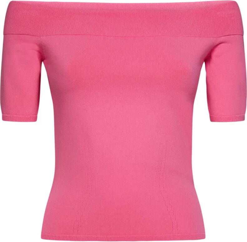 Alexander mcqueen Roze Off-the-Shoulder T-shirt voor vrouwen Roze Dames