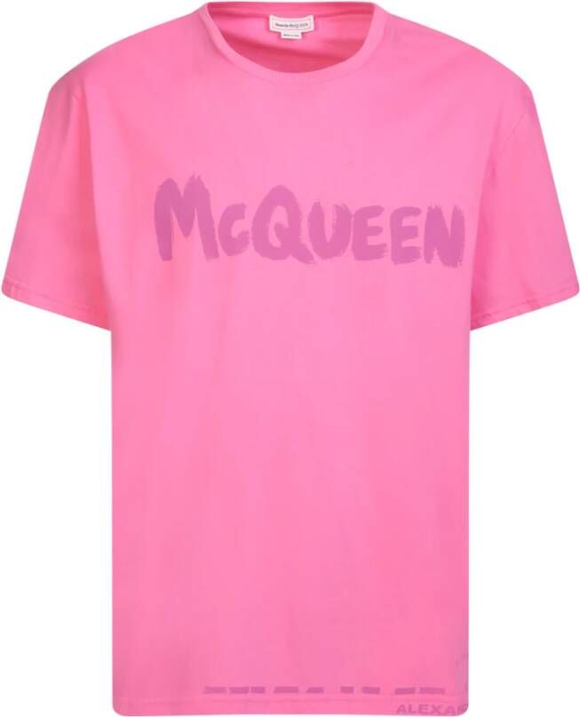 Alexander mcqueen Roze T-shirt met korte mouwen en 'McQueen Graffiti' logo Roze Heren