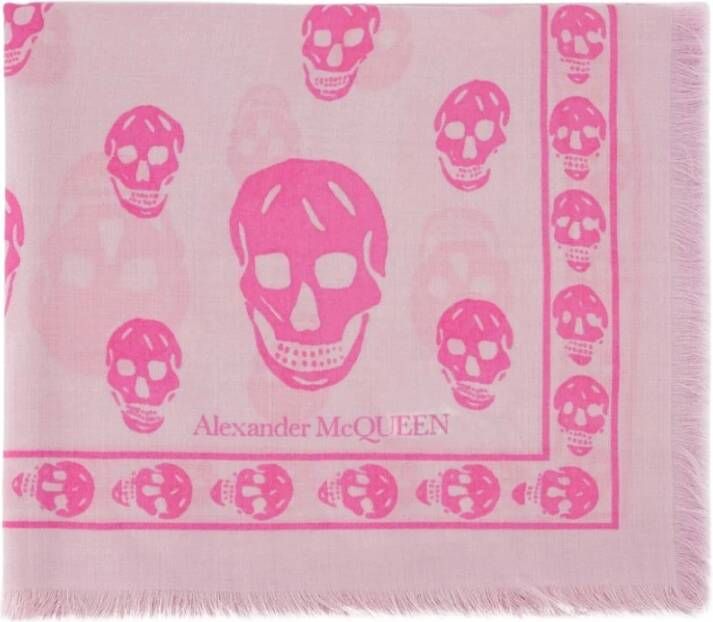 Alexander mcqueen Roze Wol Skull Print Sjaal Meerkleurig Dames
