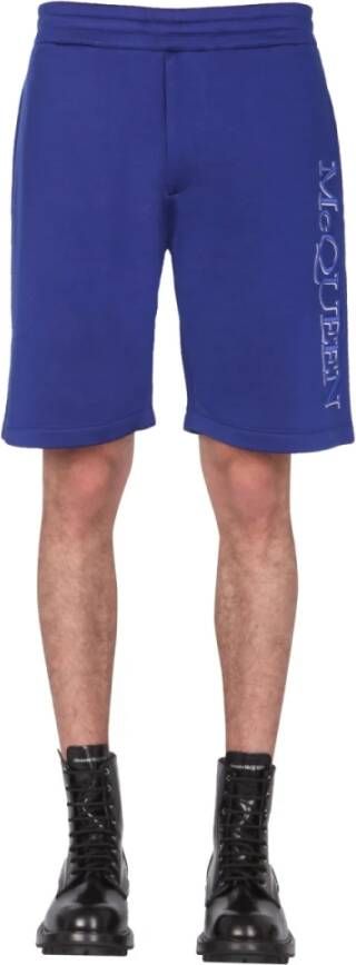 Alexander mcqueen Shorts met geborduurd logo Blauw Heren