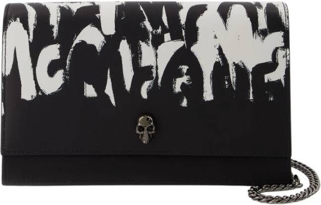 Alexander mcqueen Schedel medium tas in zwart lederen et blanc Zwart Dames