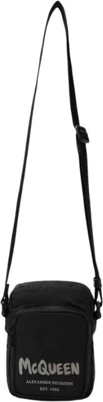 Alexander mcqueen Graffiti logo mini messenger crossbody tas Zwart Heren