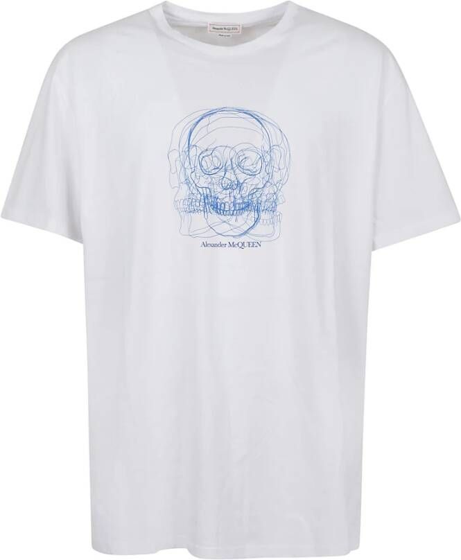 Alexander mcqueen Sketch Skull Print T-Shirt White Heren