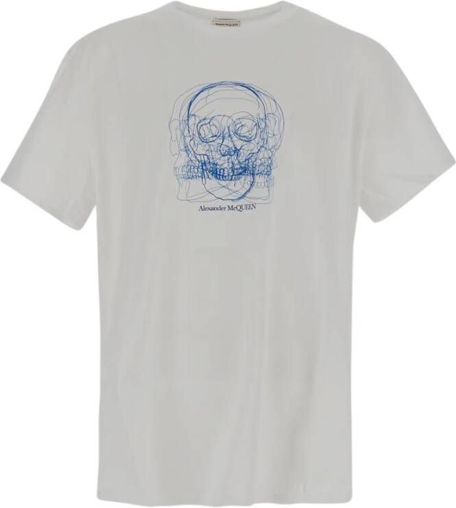 alexander mcqueen Sketch Skull Print T-shirt Wit Heren