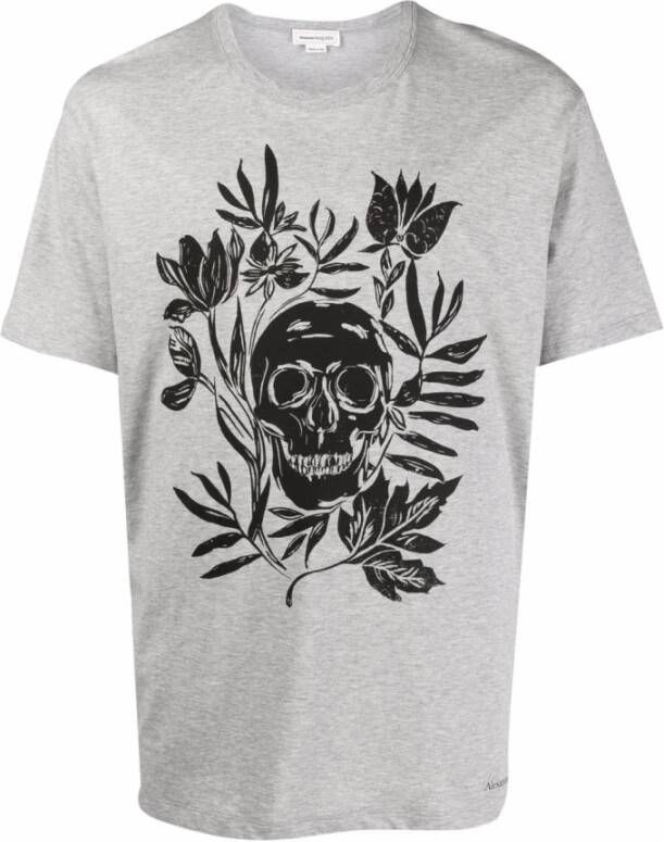 Alexander mcqueen Skull Logo T-Shirt Grijs Heren