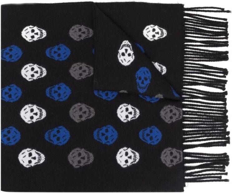 Alexander mcqueen Skull-print sjaal zwart blauw Zwart Heren