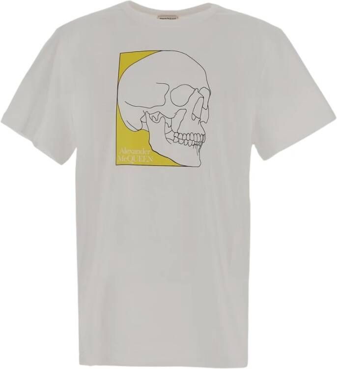 Alexander mcqueen Skull Print T-Shirt Beige Heren