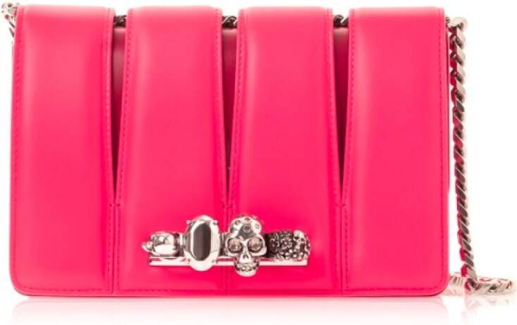 Alexander mcqueen Slash Tas Schoudertas van Hoogwaardig Kalfsleer Roze Dames