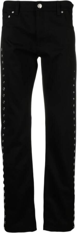 Alexander mcqueen Slim-Fit Zwarte Jeans met Metalen Oogjes Detail Zwart Heren