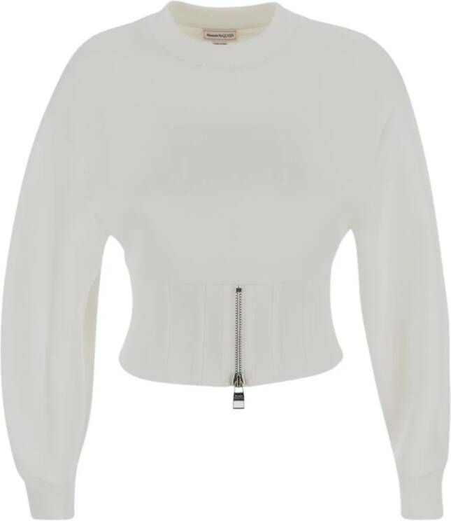 Alexander mcqueen Stijlvolle Cropped Sweater voor vrouwen White Dames