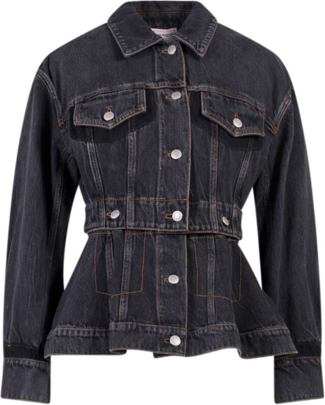 Alexander mcqueen Stijlvolle Denim Jas Zwart Dames