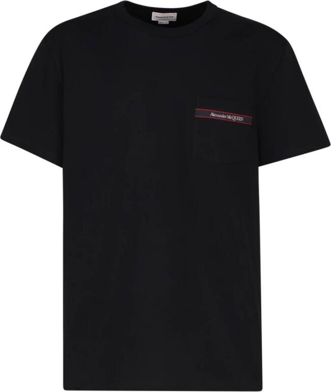 Alexander mcqueen Zwart T-Shirt met Logo Print en Zakje Zwart Heren