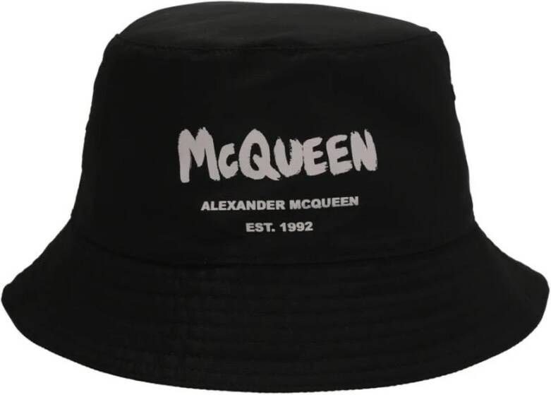 Alexander mcqueen Stijlvolle Logo Bucket Hat voor Heren Zwart Heren