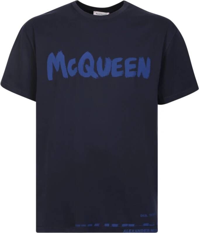 Alexander mcqueen Bedrukt T-shirt met logodetail Blue Heren