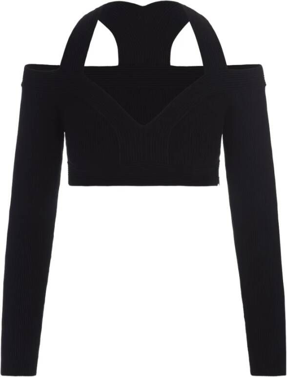 alexander mcqueen Stijlvolle Zwarte Crop Top met Uitsnijding Zwart Dames