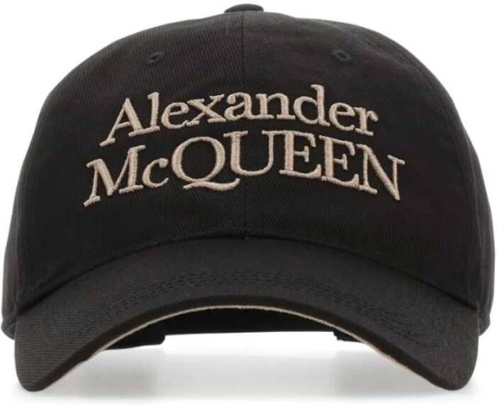 Alexander mcqueen Zwarte geborduurde hoeden met verstelbare sluiting Zwart Heren