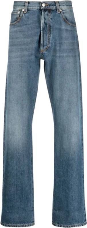 Alexander mcqueen Stonewashed Denim Jeans met omslag Blauw Heren