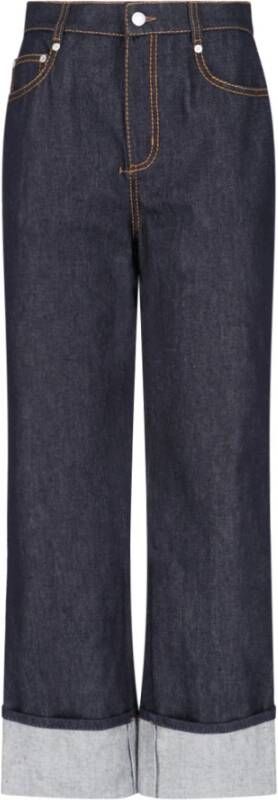 Alexander mcqueen Hoge taille straight leg jeans in denim Blue Dames
