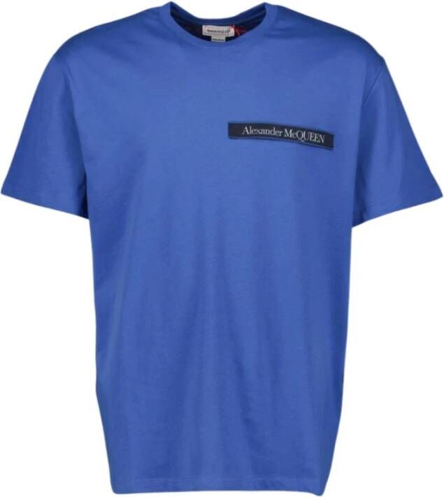 Alexander mcqueen Strip Logo T -Shirt Grootte: L Presta Kleur: Blauw Bestseller: 25 Blauw Heren