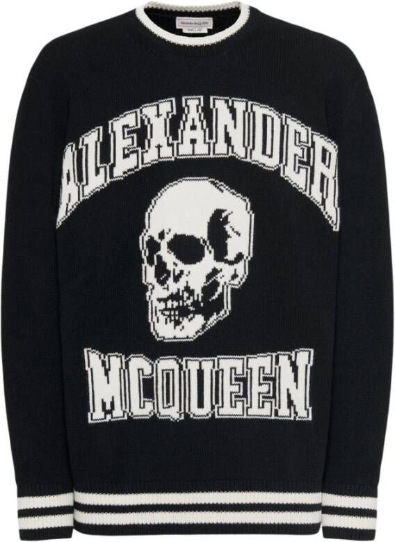 Alexander mcqueen Trui met schedel jacquard en contrasterende afwerking Black Heren