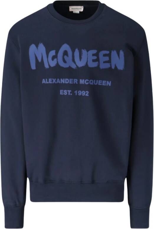 Alexander mcqueen Katoenen Logo Sweatshirt Blue Heren