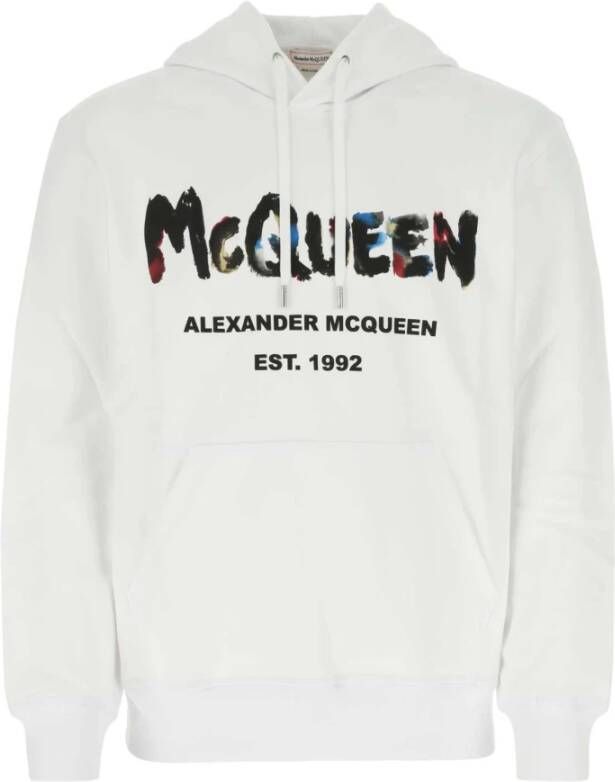 Alexander mcqueen Waterverfgraffiti -logo print sweatshirt Wit Heren