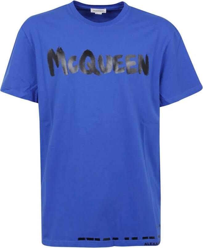 Alexander mcqueen T-shirt logo graffiti Blauw Heren