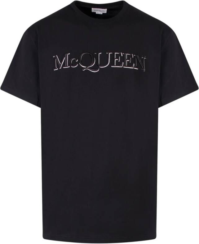 Alexander mcqueen T-Shirt met Geëmbosseerd Logo Zwart Heren