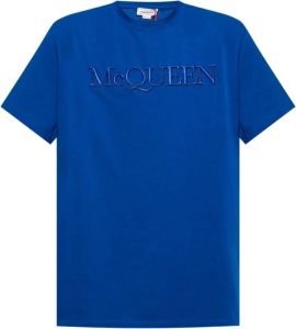Alexander mcqueen T-shirt met logo Blauw Heren