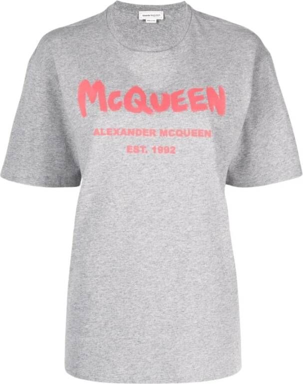 Alexander mcqueen T-shirt met logo Grijs Dames
