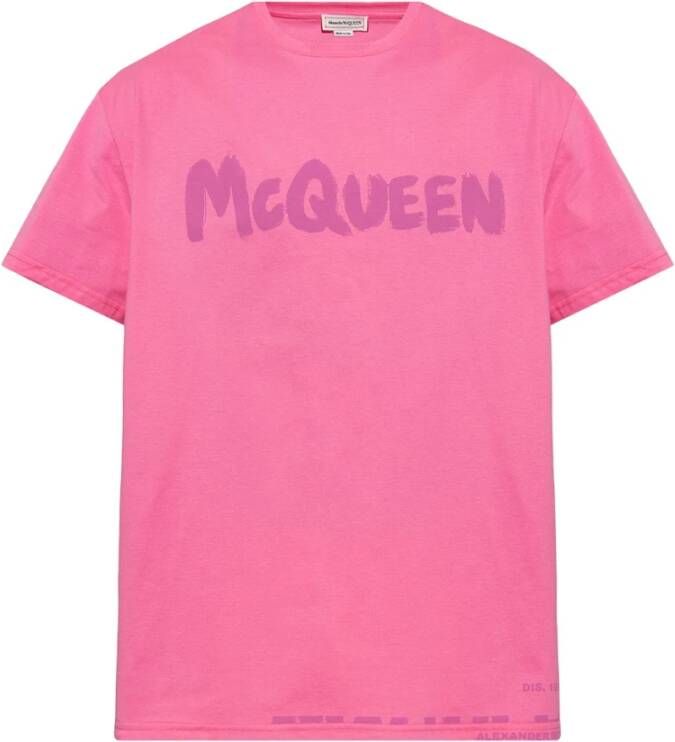 alexander mcqueen T-shirt met logo Roze Heren