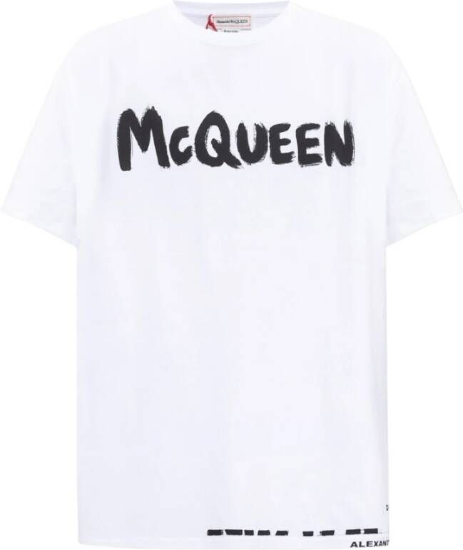 Alexander mcqueen Bedrukte Graffiti Logo T-shirts en Polos White Heren