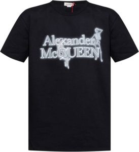 Alexander mcqueen T-shirt met logo Zwart Heren