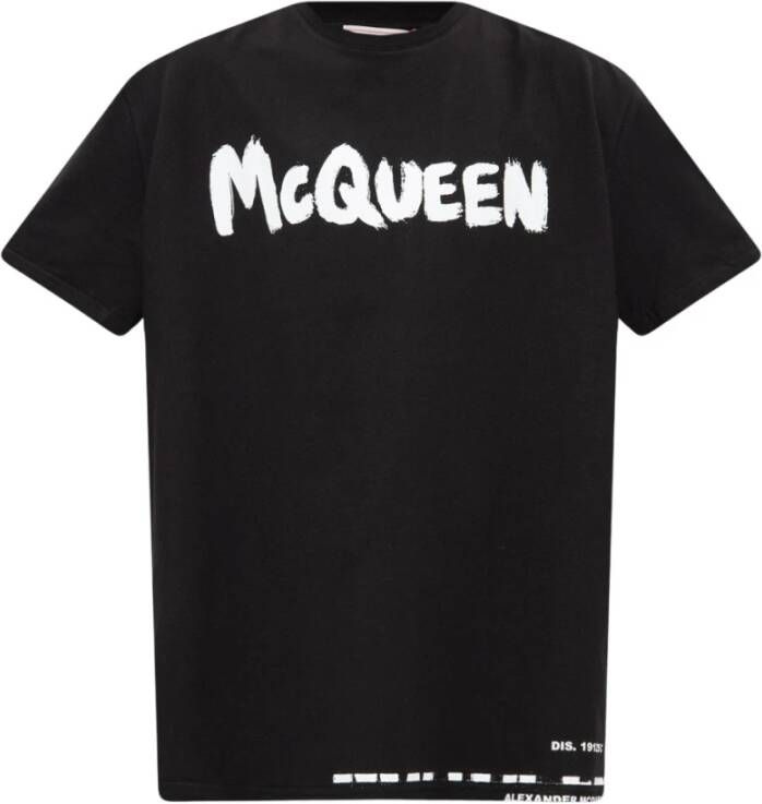 Alexander mcqueen Zwarte McQueen Graffiti T-shirt voor Heren Zwart Heren