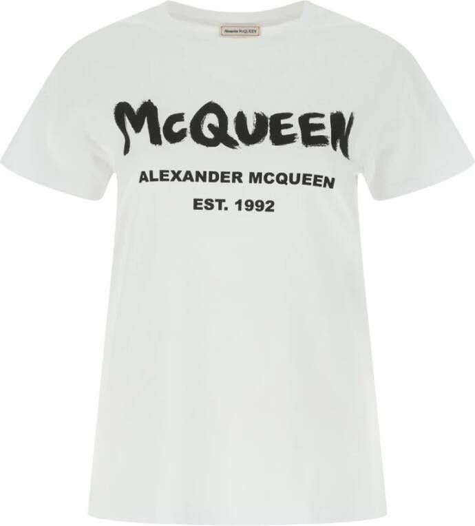 Alexander mcqueen Witte T-Shirt Regular Fit 100% Katoen White Dames