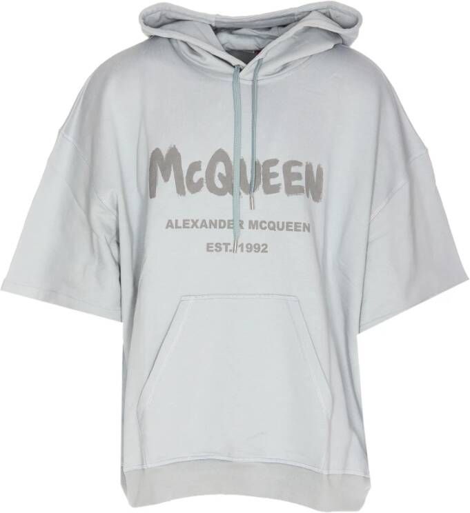 Alexander mcqueen Moderne Graffiti Logo Hoodie T-Shirt Gray Heren