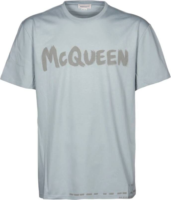 Alexander mcqueen Logo-print Katoenen T-shirt voor Heren Gray Heren