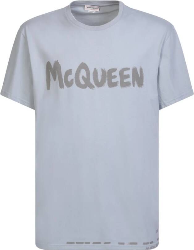 Alexander mcqueen Grijze T-shirt met McQueen Graffiti Logo Gray Heren