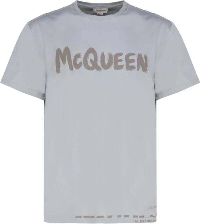 Alexander mcqueen Logo-print Katoenen T-shirt voor Heren Gray Heren