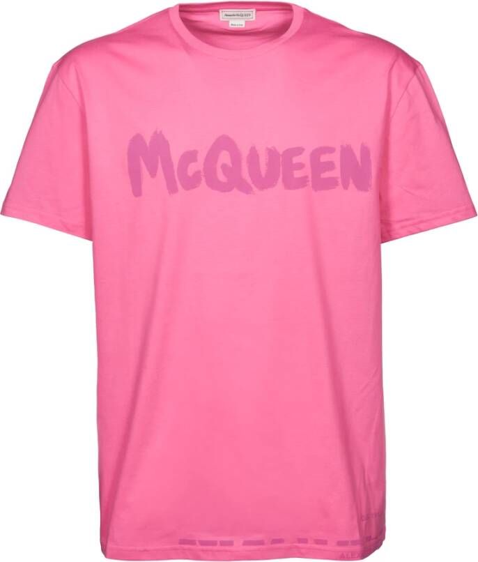 Alexander mcqueen Roze T-shirt met korte mouwen en 'McQueen Graffiti' logo Pink Heren