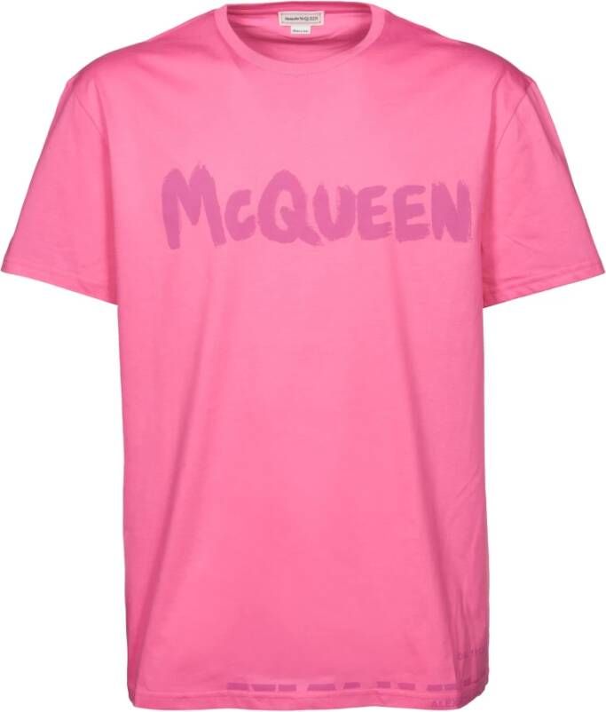 Alexander mcqueen Roze T-shirt met korte mouwen en 'McQueen Graffiti' logo Pink Heren