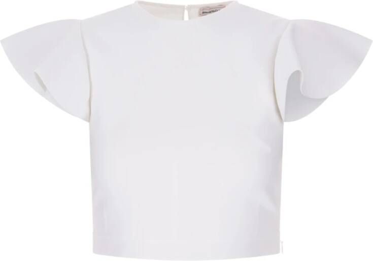 Alexander mcqueen Witte Ribgebreide Crop Top White Dames