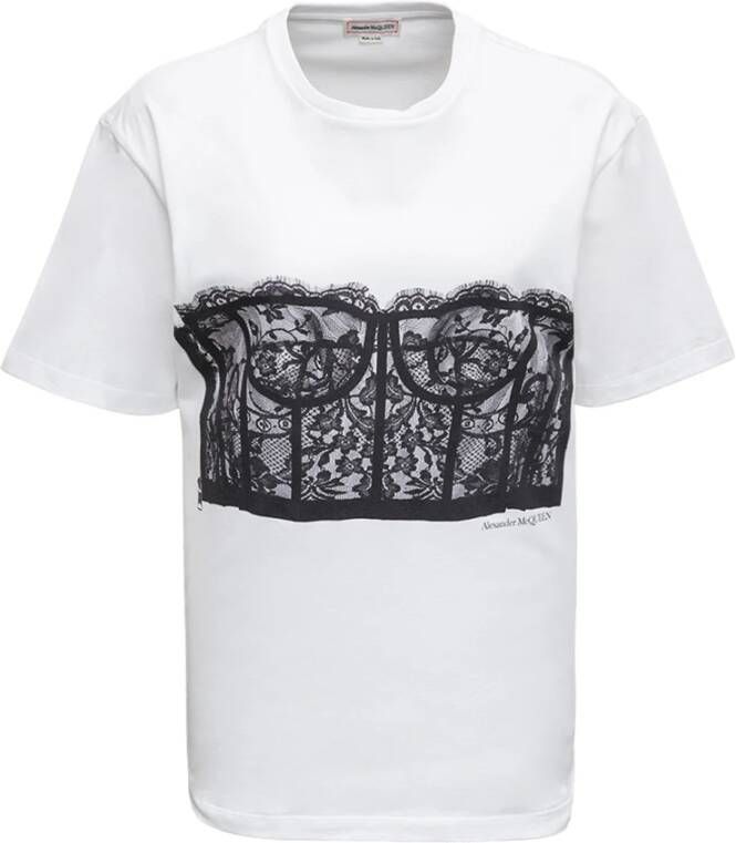 Alexander mcqueen Corset Print T-Shirt White Dames