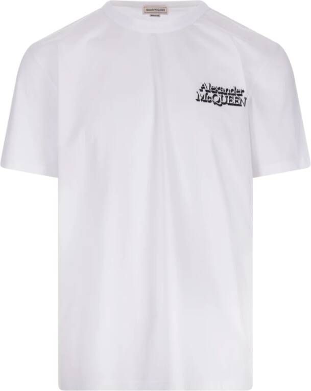 Alexander mcqueen Heren Wit Katoenen T-shirt met Twee-Tone Borduursel Wit Heren