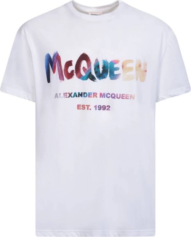 Alexander mcqueen Graffiti Luminous Flower T-Shirt White Heren