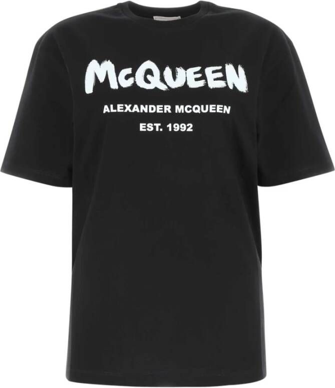 Alexander mcqueen Stijlvol Zwart Katoenen T-Shirt Black Dames