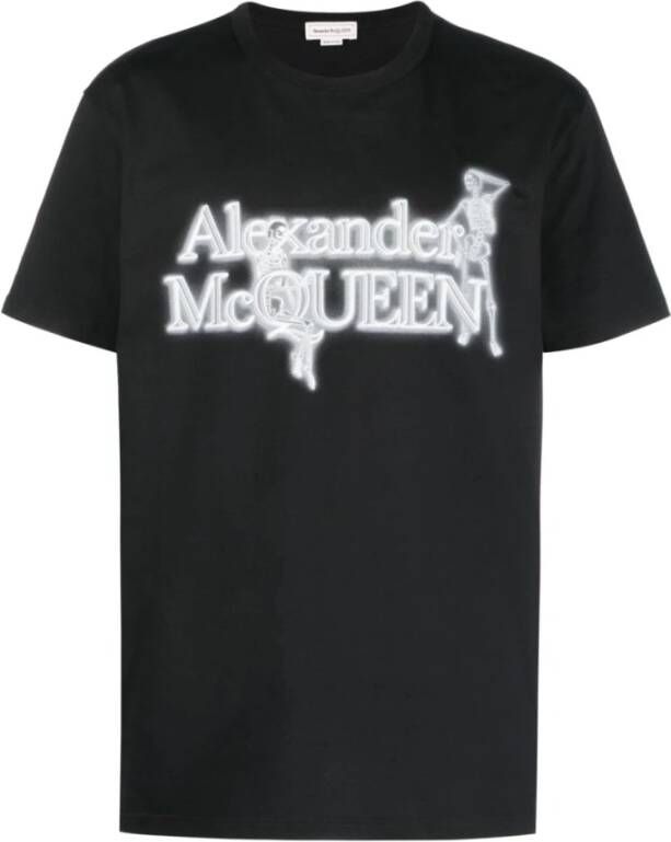 Alexander mcqueen Zwart Logo Grafisch T-shirt Ronde Hals Black Heren