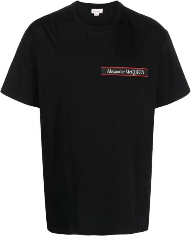 Alexander mcqueen Zwart T-shirt met logo patch Zwart Heren