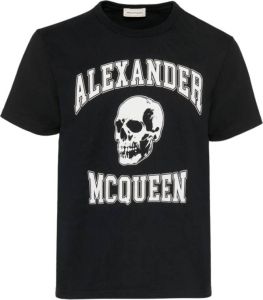 Alexander mcqueen Skull Logo-Print T-Shirt in Zwart Wit Zwart Heren