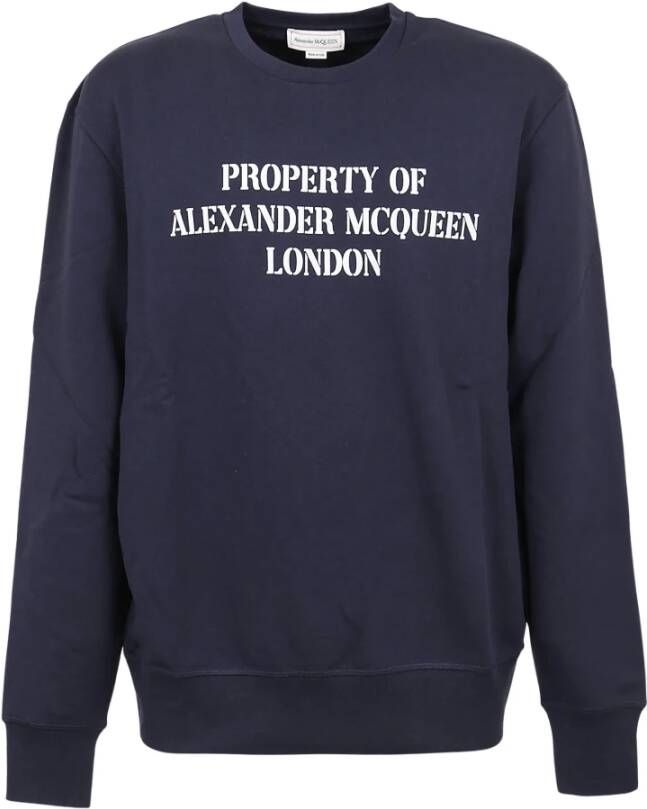 Alexander mcqueen Trainingsshirt Marineblauw en Wit Stijlvol Sweatshirt Blauw Heren